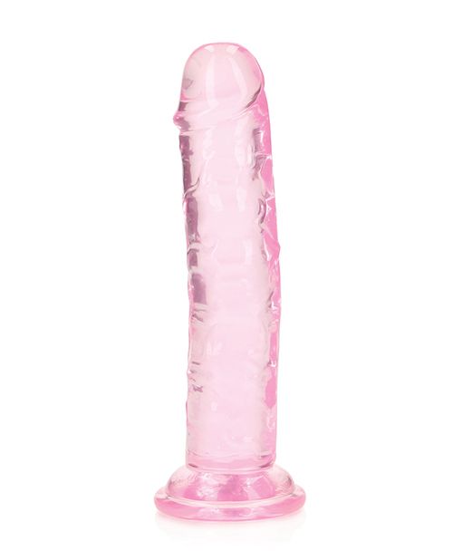 Shots RealRock Crystal Clear 6&quot; Straight Dildo w/Suction Cup - Pink