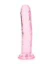 Shots RealRock Crystal Clear 6&quot; Straight Dildo w/Suction Cup - Pink