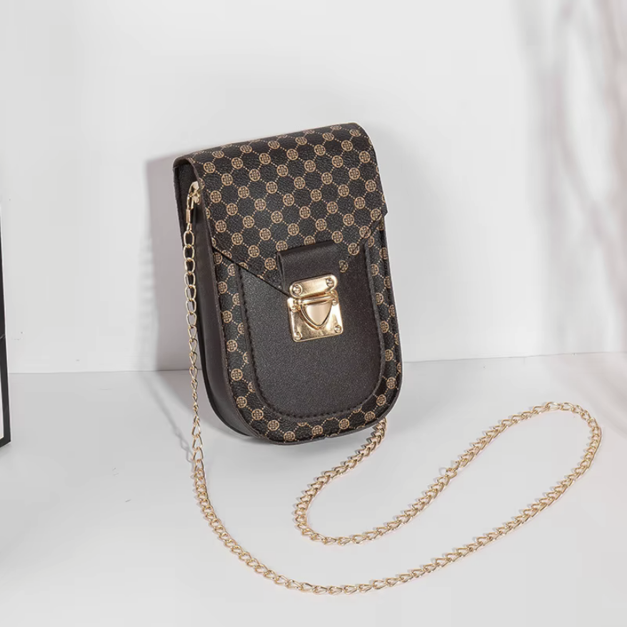 Mini bolso para móvil, bolso cuadrado pequeño con cadena estampada Vintage elegante a la moda, bolso cruzado de un hombro, bolso de cosméticos para mujer