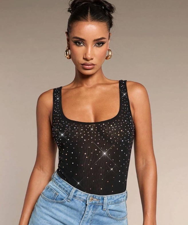 Conjunto de concierto de país de unicolor caqui y desnudo, atuendos de festival de música country, atuendos de festival de música, atuendos de concierto con body de malla de strass elegante para fiesta de club de verano