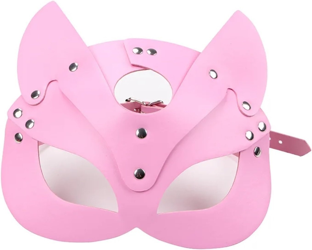 máscara de zorro, cola y tapón anal, tapón de metal para ano, cuello de tapón de culo, máscara de medio gato, fiesta, máscara sexy para adultos