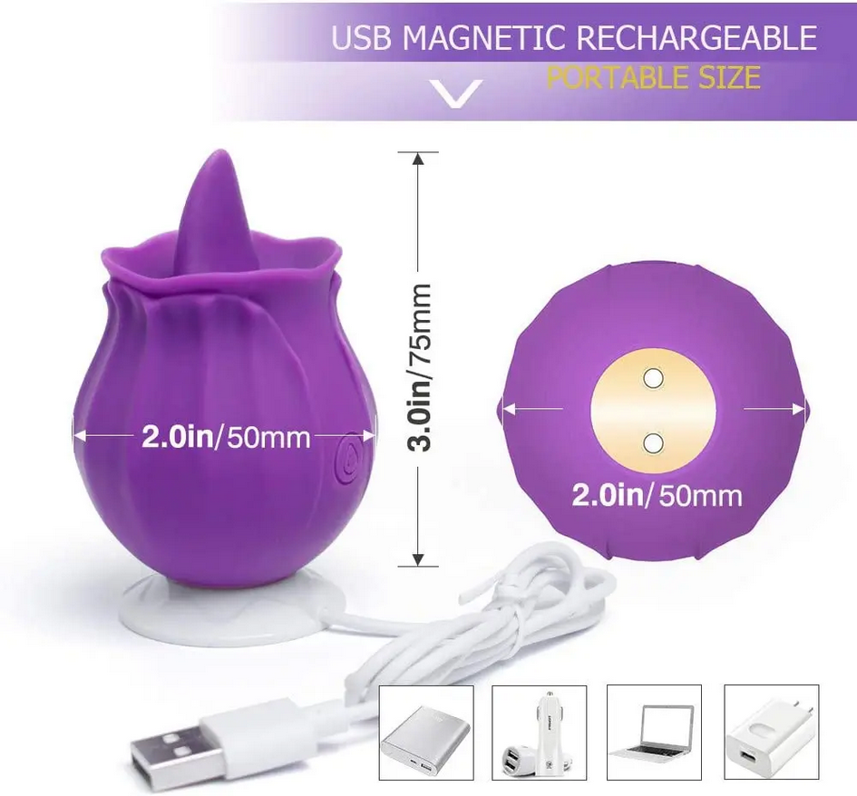 Estimulador de vibrador rosa, en forma de lengua, 10 velocidades