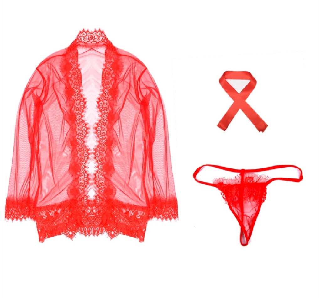 Set de ropa de dormir de encaje bata de baño lenceria sexy