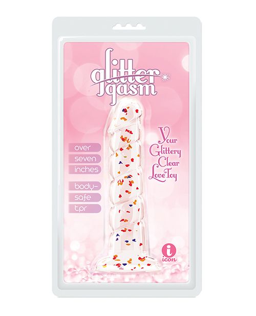 Glittergasm 7.5&quot; Swirls Dildo - Red/Gold/Orange