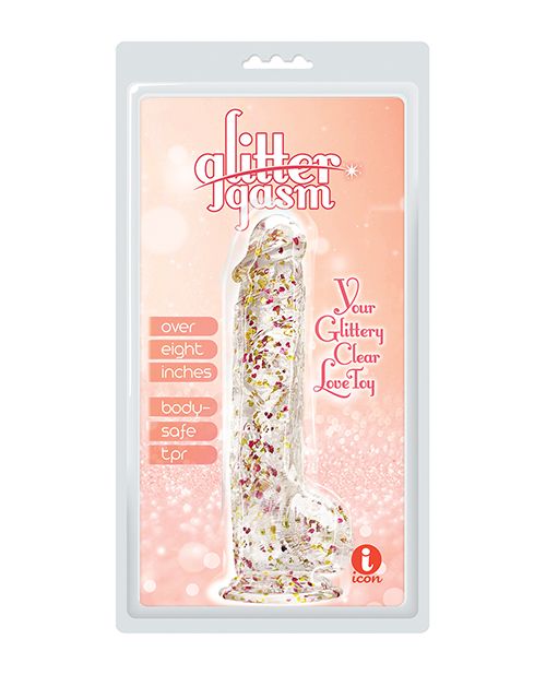 Glittergasm 8.5&quot; Ballsy Dildo - Red/Gold/Orange