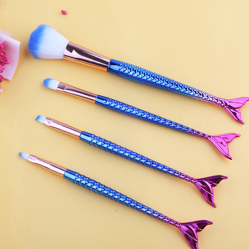 princesa  de nailon corrugado handgriff aus kunststoff pinceles de maquillaje juego de 4 piezas