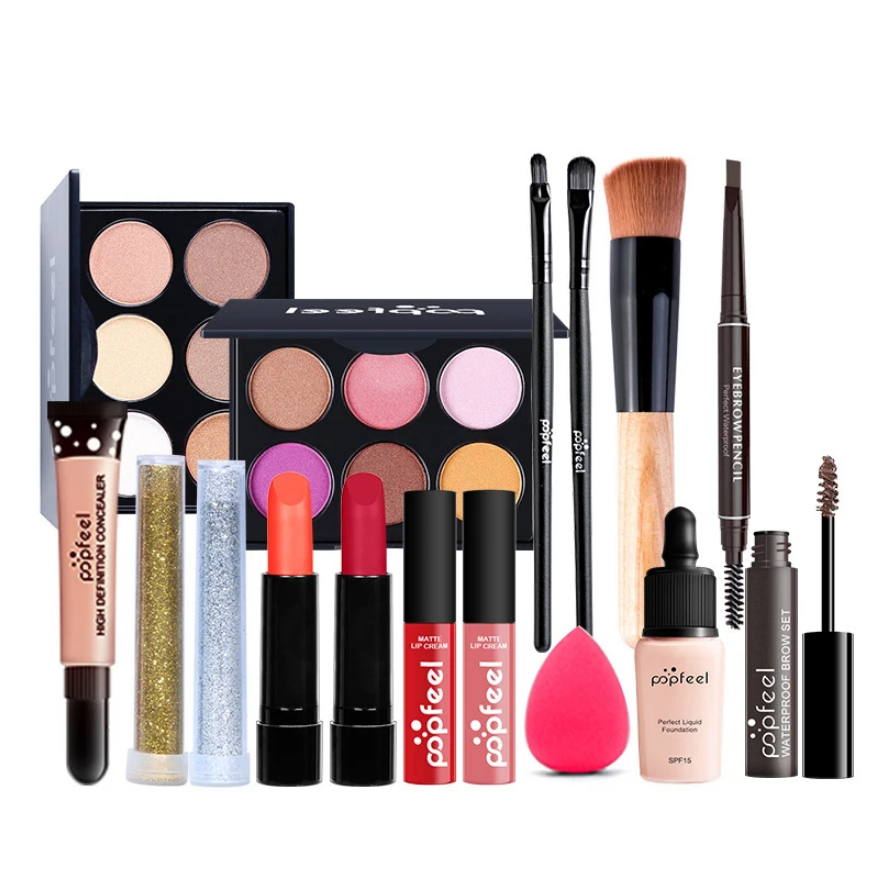 Venta al por mayor POPFEEL Conjunto completo de cosméticos para mujeres Maquillaje ligero Maquillaje para principiantes Conjunto combinado