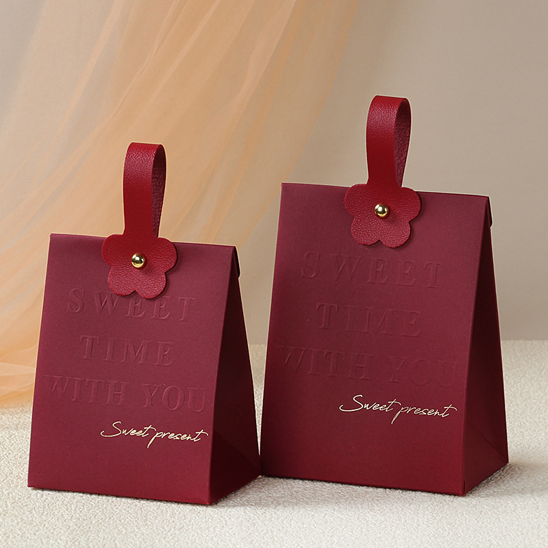 Bolsa de regalo con diseño de flor (GRANDE) ROJO