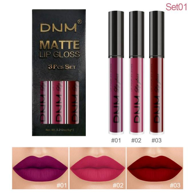 Juego de 3 brillos labiales mate (#01)
