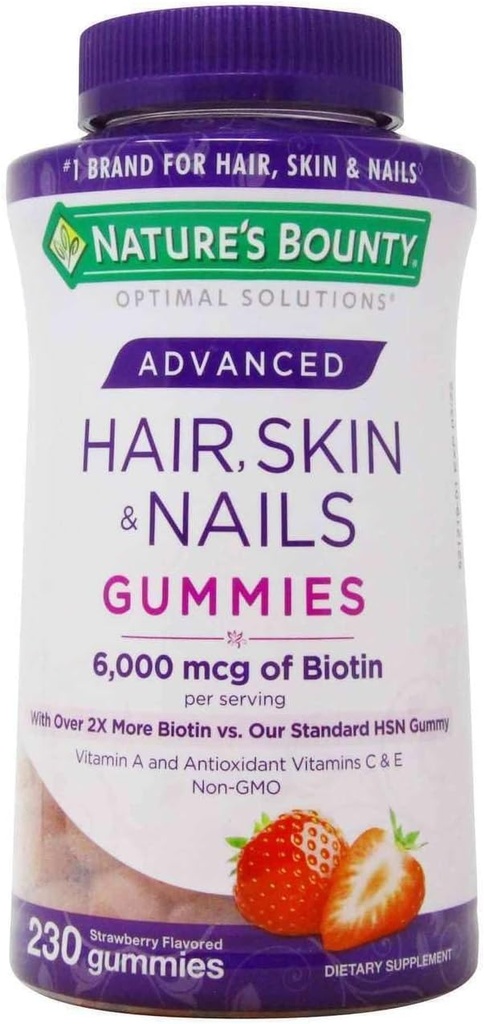 Nature's Bounty Hair, Skin &amp; Nails Rapid Gummies, Argan-Infused Vitamin Supplement with Biotin , Supports Hair, Skin, and Nail Health for Women, 230 Count