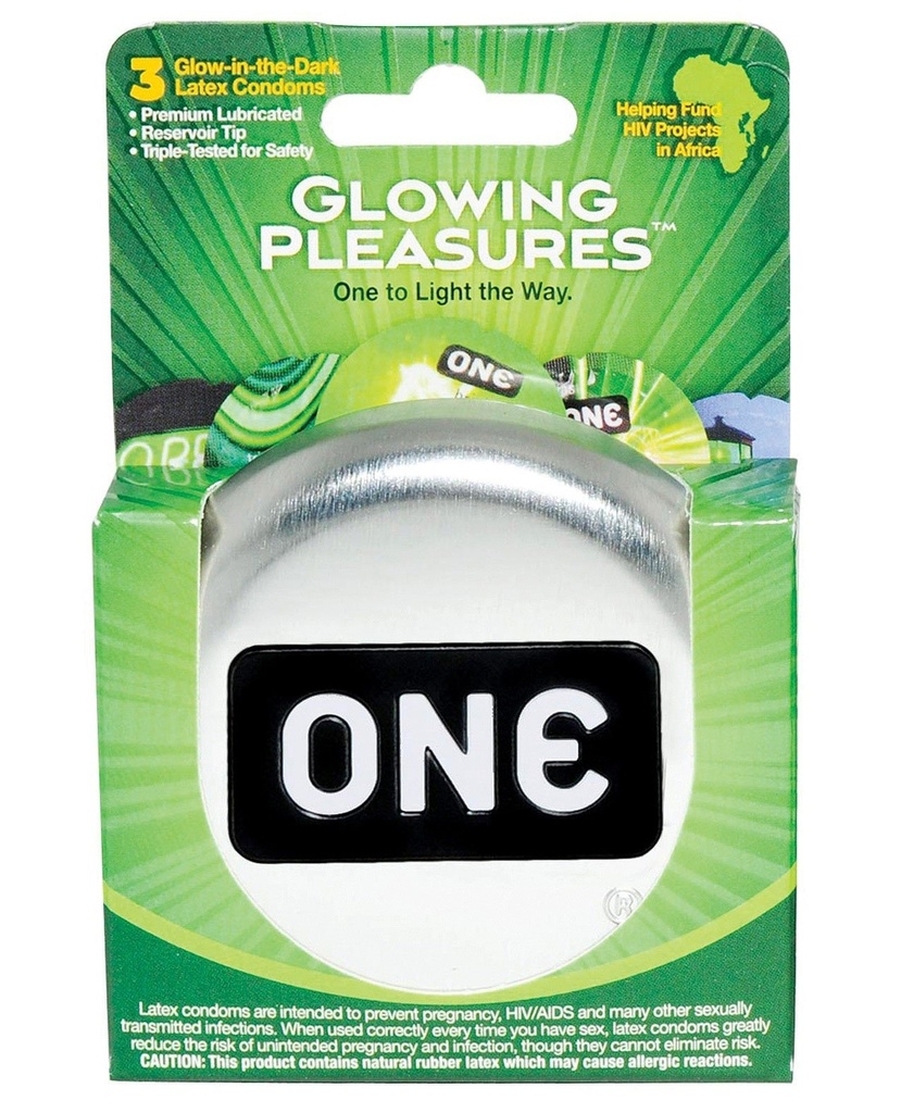 One Glowing Pleasures Condoms - Box of 3