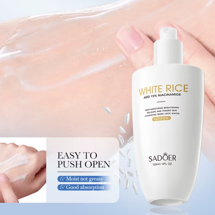 Loción Hidratante Iluminadora con Nicotinamida y Arroz Blanco de SADOER