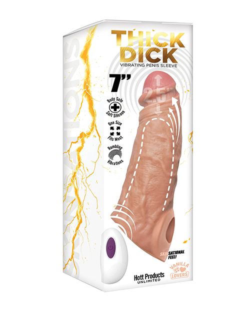 Skinsations Thick Dick Vibrating Sleeve w/Remote Control Multi-Function - Vanilla
