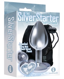 [847841026116] The 9's The Silver Starter Bejeweled Heart Stainless Steel Plug - Diamond