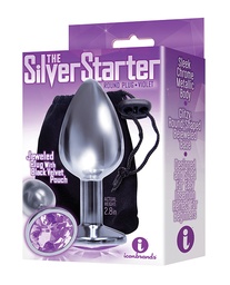 [847841026079] The 9's The Silver Starter Bejeweled Round Stainless Steel Plug - Violet