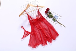 Babydoll camison de encaje color rojo incluye panty