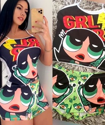 [3593090320] Short pijama con estampado de dibujos animados