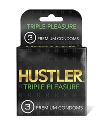 [810030311027] Hustler Triple Pleasure Premium Condoms - Pack of 3