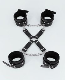 [845830088060] Lust PU Leather All 4's Fuzzy Cuff Set - Black