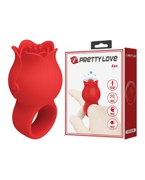 [6959532361209] Pretty Love Jae Floral Ring Finger Vibrator - Red