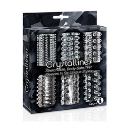 [847841026406] The 9's Crystalline TPR Cock Sleeve 6 Pack - Clear