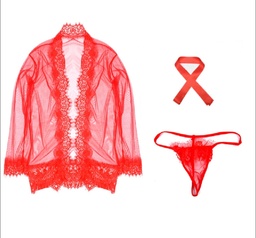 [3871030195] Set de ropa de dormir de encaje bata de baño lenceria sexy