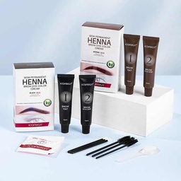 ICONSIGN cejas tinte semipermanente pestañas cejas henna tinte ceja henna ceja pintura marron negro tinte ceja conjunto con cepillo