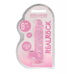 Shots RealRock Realistic Crystal Clear 6" Dildo w/Balls - Pink