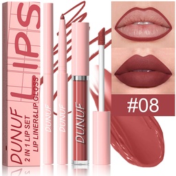 Set de labios 2 en 1, delineador de labios y un brillo labial. (#08)