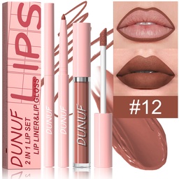 Set de labios 2 en 1, delineador de labios y un brillo labial. (#12)