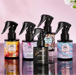 Perfume en spray para cabello y cuerpo de larga duración sin alcohol.