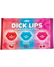 [818631029877] Dicklips Edible Gummy Cock Rings-Asst. Flavors Pack Of 3