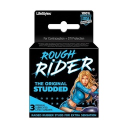 [070907298602] Lifestyles Rough Rider Studded Condom Pack - Pack of 3
