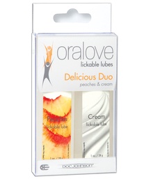 [782421017347] Oralove Delicious Duo Flavored Lube - Peaches &amp; Cream